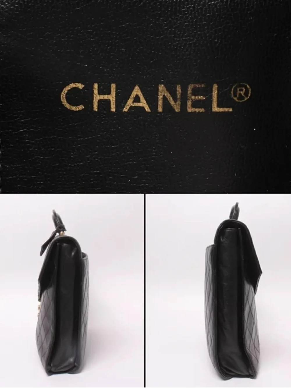 Authentic CHANEL black leather wild stitch vintage unisex briefcase laptop bag